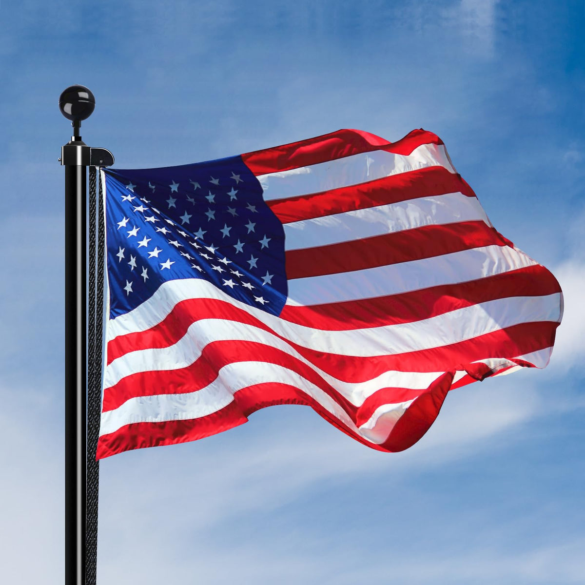 NQ ball topper aluminum anodized black adds long-lasting style to flagpoles.