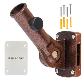 NQ adjustable brown flag pole holder ready for outdoor porch display