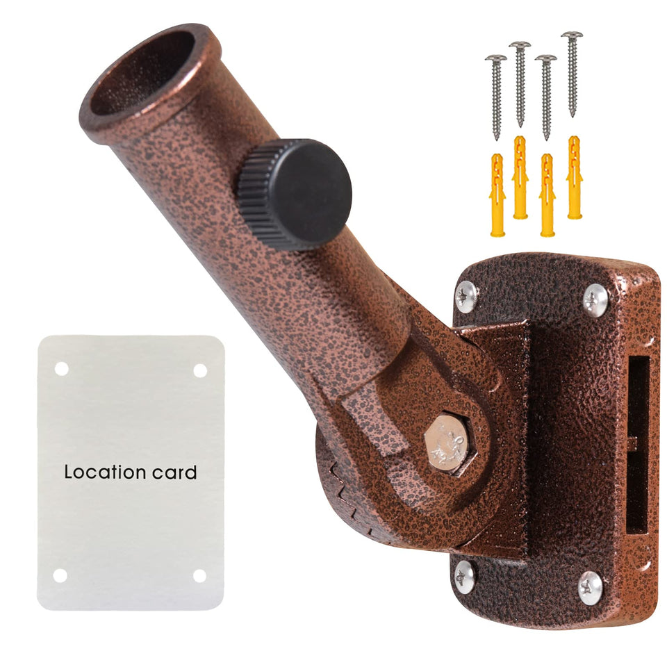 NQ adjustable brown flag pole holder ready for outdoor porch display