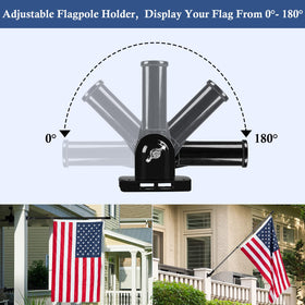 NQ flag pole holder with heavy base for wind resistance on porches and rails