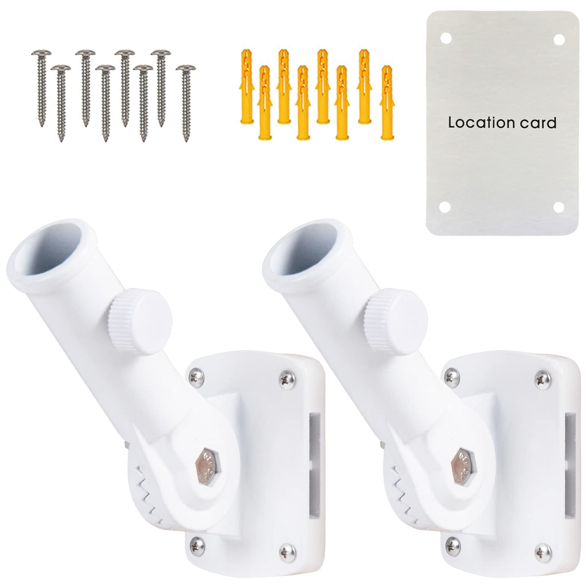 NQ flag pole holder shown in multi-angle setup for versatile outdoor display.