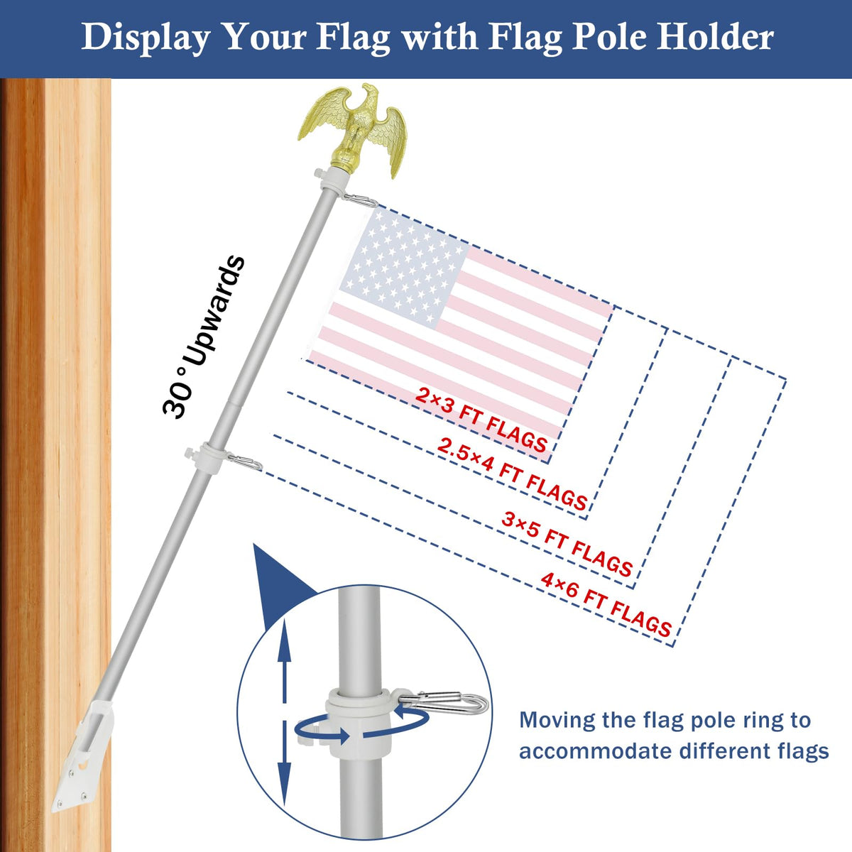 NQ pole holder with screws and anchors provides secure mounting.