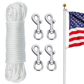 NQ flagpole rope 50 ft nylon, 1/4-inch diameter, for durable flag display