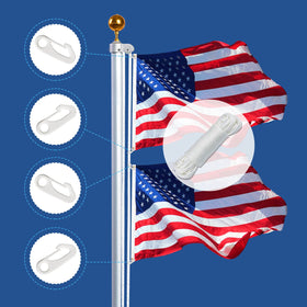 NQ nylon flag clips demonstrate quiet secure attachment in wind