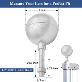NQ flag pole topper installs easily with 1/2-13UNC threading