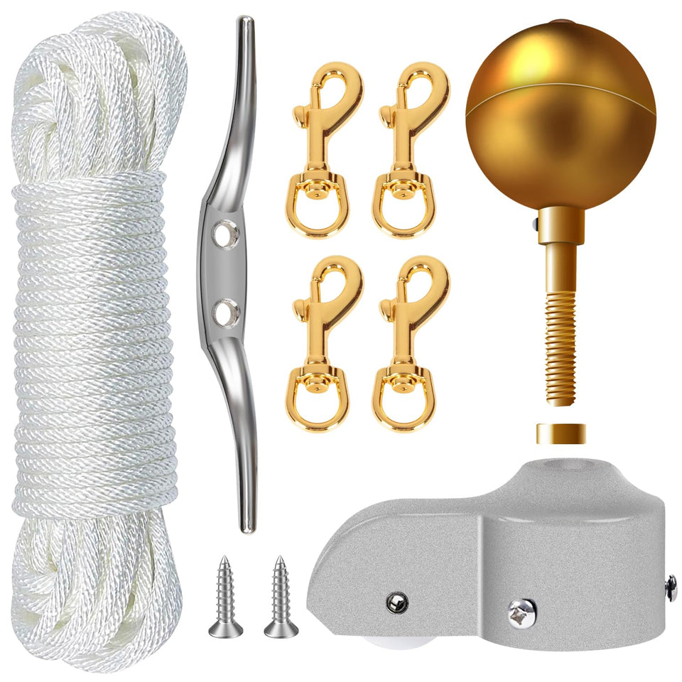NQ 3-inch gold ball top topper enhances flagpole style and visibility.