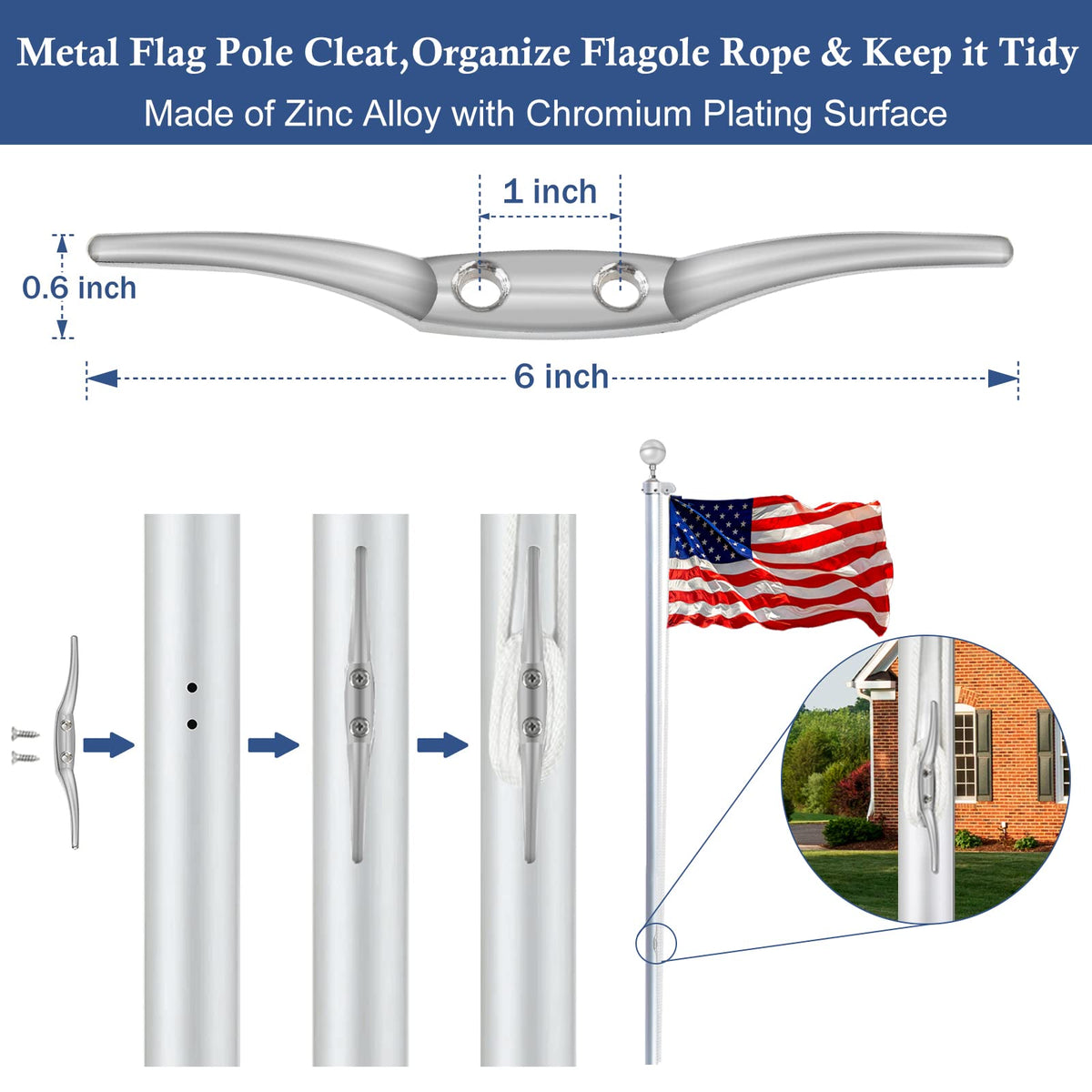 NQ outdoor flagpole hardware kit ready for mounting on 1.6-2 inch poles