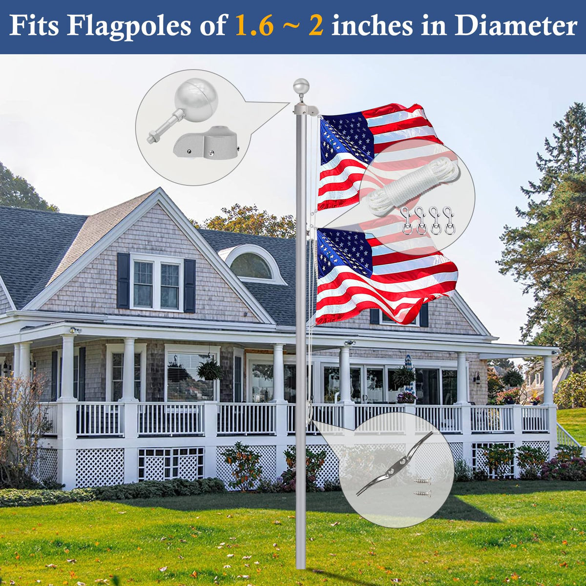 NQ flagpole truck with nylon pulley for smooth flag movement on 1.6-2 inch poles