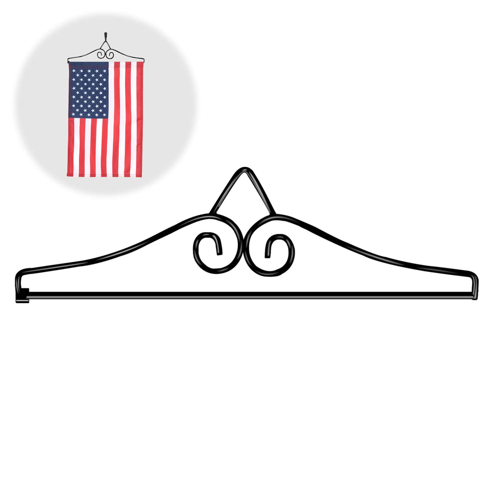 NQ Garden Flag Wall Hanger in welded iron design for sturdy indoor or outdoor display