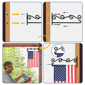 NQ Garden Flag Wall Hanger mounted on wall for versatile exterior decoration.