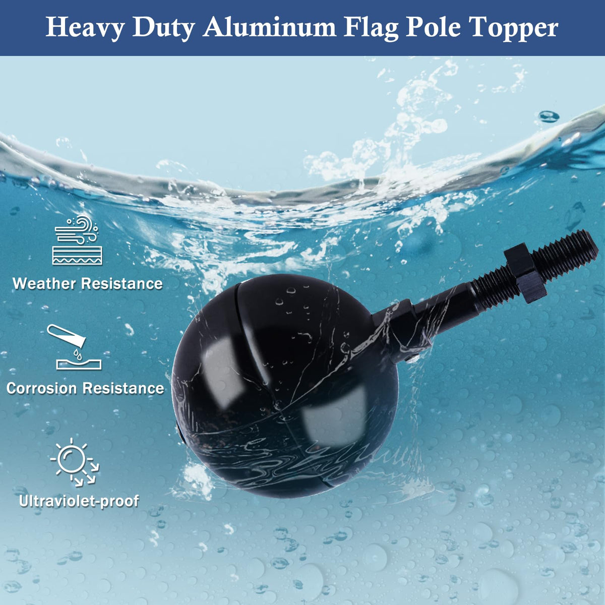NQ 1/2-13UNC compatibility topper fits a wide range of USA flagpoles.