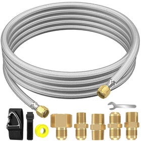 NQN 12ft high-pressure propane hose ready for outdoor grilling and heating setups
