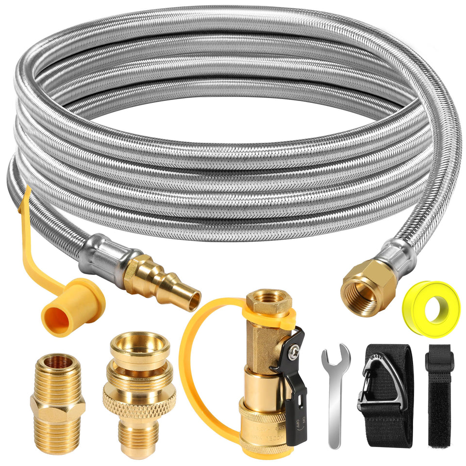 NQN 12ft quick-connect propane hose for RV hookup and grill connection