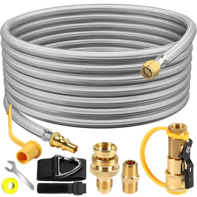 NQN 24ft propane hose for RV with durable braided exterior for outdoor use