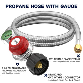 NQN 3/8 flare fitting ensures secure grill and burner connections.