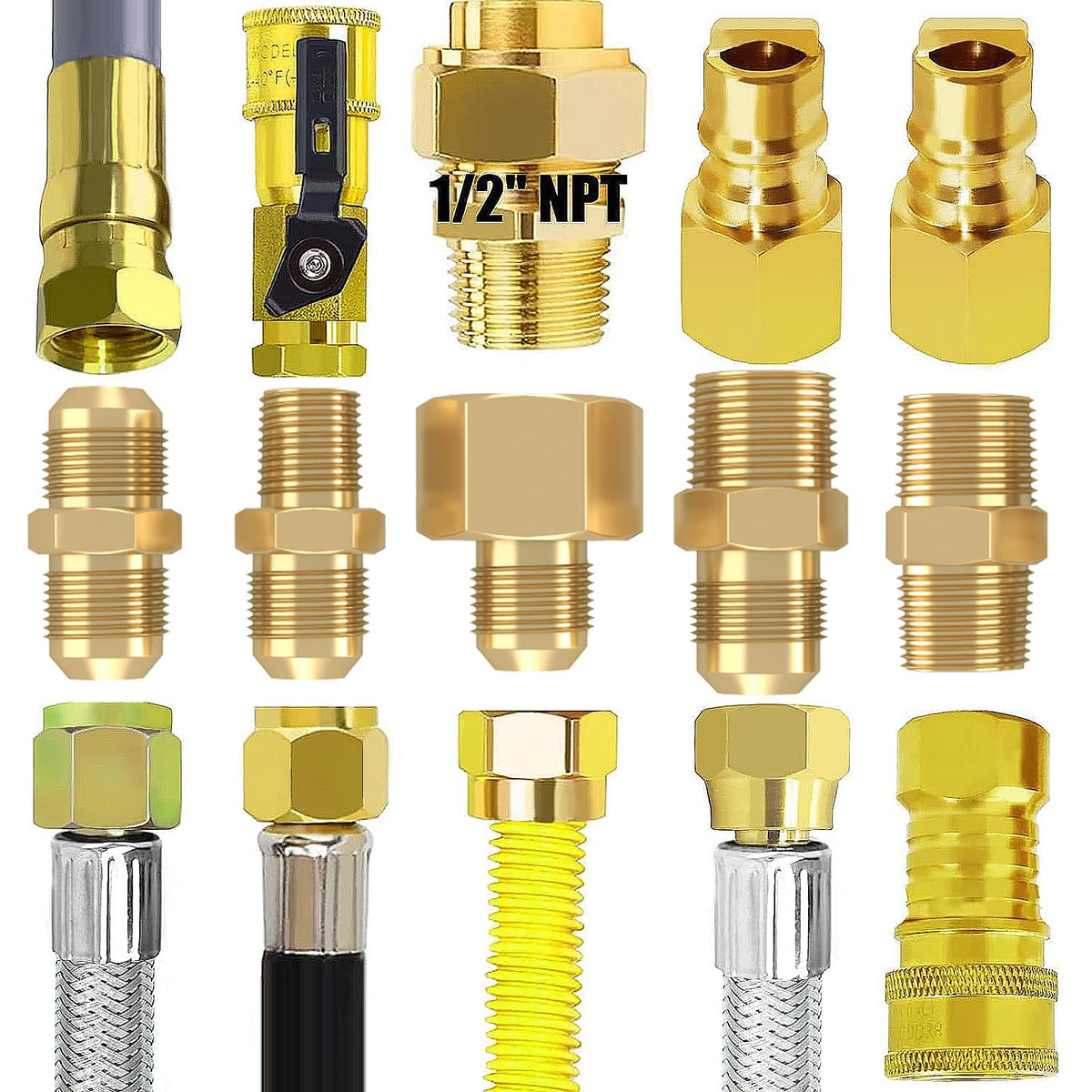NQN 3/8 NPT male to 3/8 flare male adapter for flexible setups