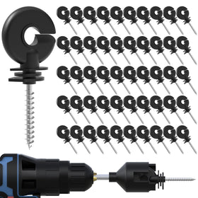 NQN electric fence insulator ring head close-up showing weather-resistant PP+PE material.