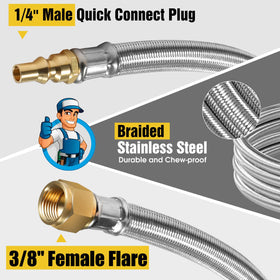 NQN stainless steel braided hose construction for durable RV propane connections