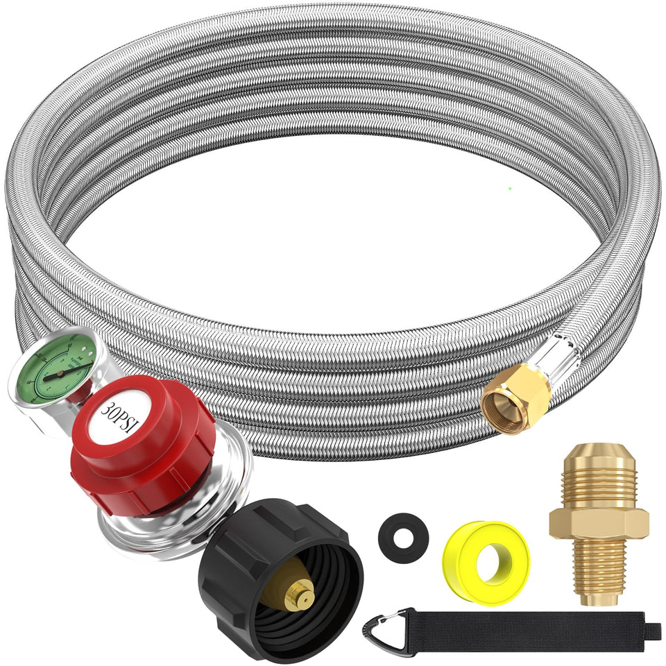 NQN regulator with gauge showing 0-60 psi for precise heat control.