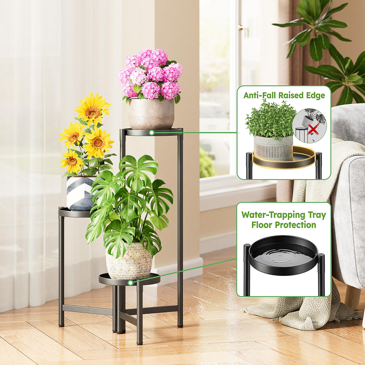 NQW 7.9-inch trays secure pots up to 9.2 inches.
