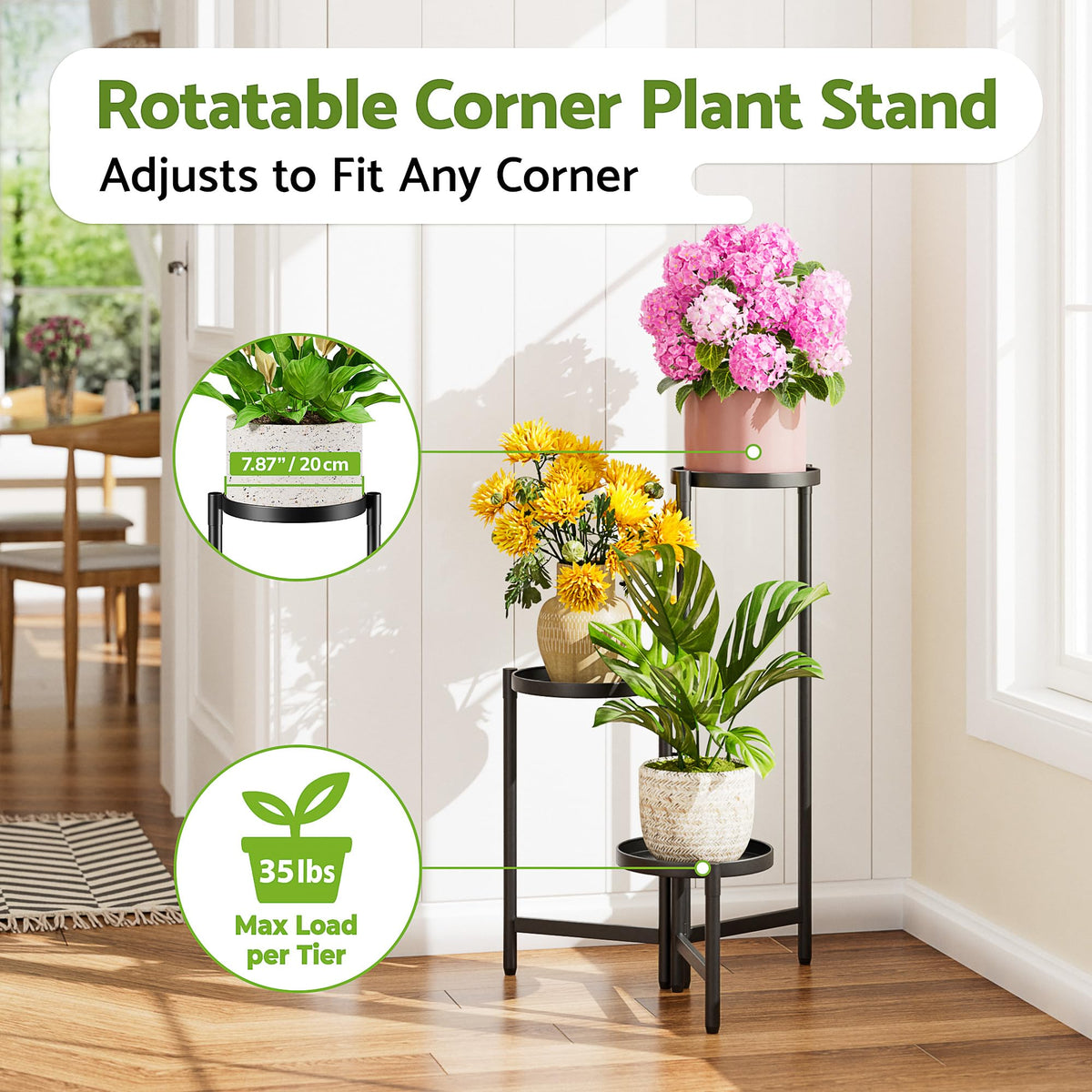 NQW foldable tall rack demonstrates space-saving corner placement.