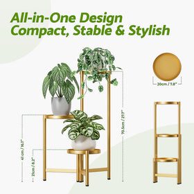 NQW wrought iron plant stand offers durable indoor outdoor use.