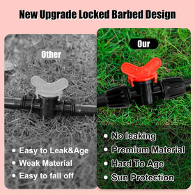 NRWRTY half-inch barbed valves on tubing for quick on/off control