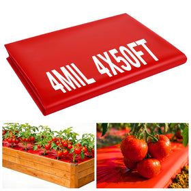 NRWRTY red mulch product shot highlights 4mil thickness for durable weed suppression