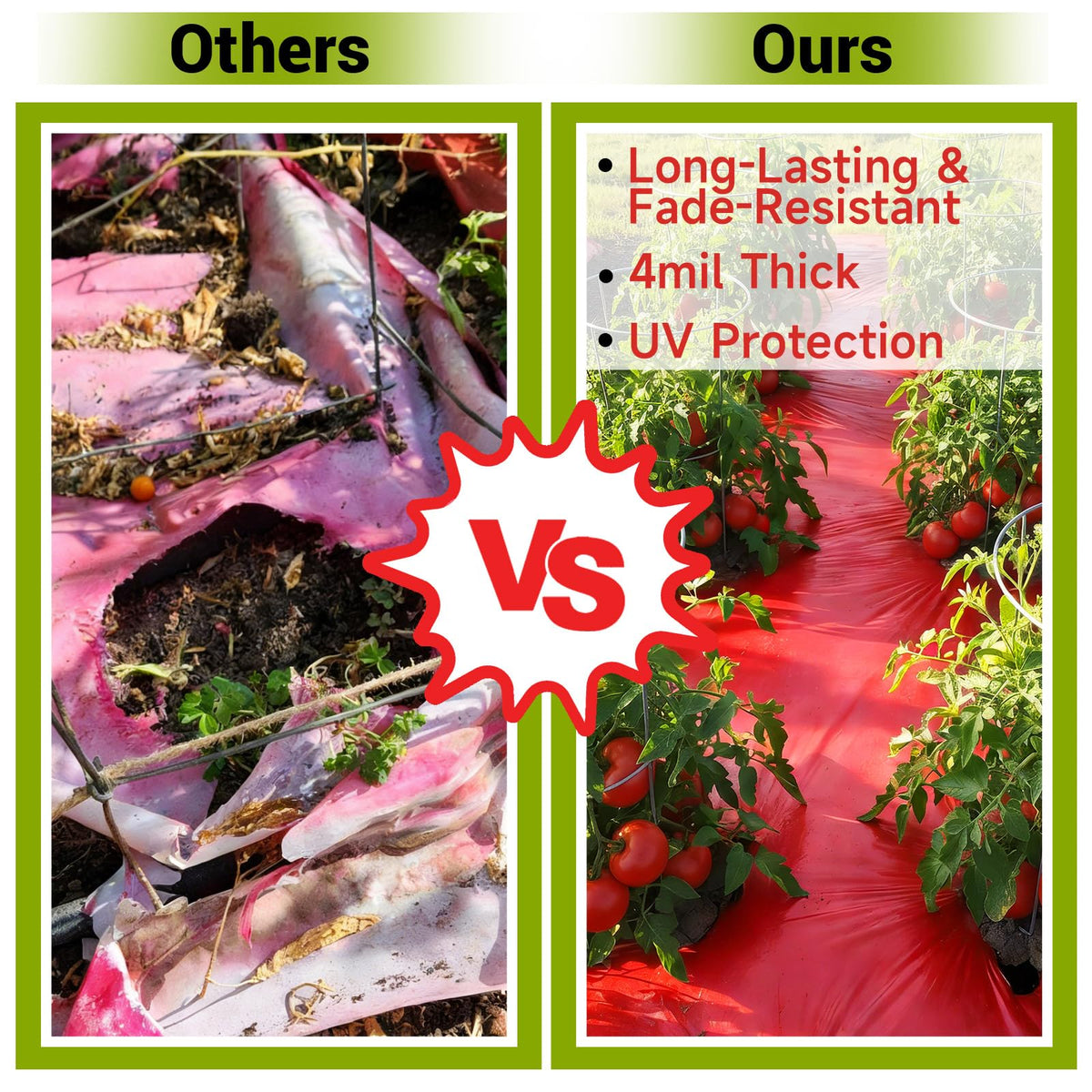 NRWRTY red mulch blocks sunlight to suppress weeds and warm soil