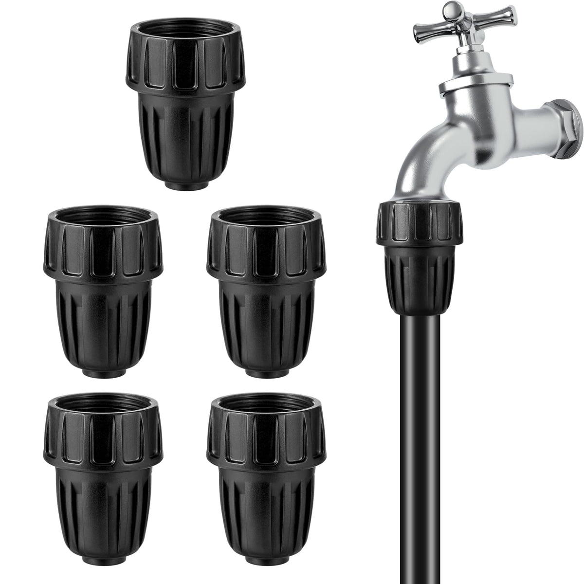 NRWRTY US standard faucet adapter 6pc set for durable irrigation connections.