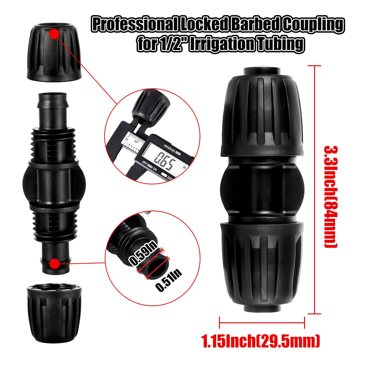 NRWRTY anti-drop lock barbed connector keeps tubing secure even under pressure.