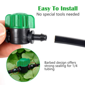 NRWRTY barbed valve with tubing connection demonstrates quick, tool-free installation.