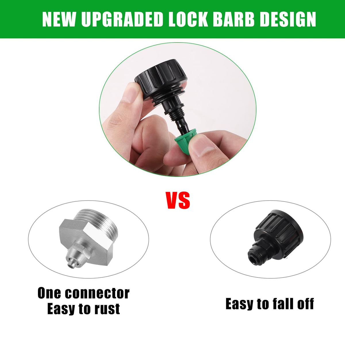 NRWRTY easy-install barbed connectors resist slipping under pressure