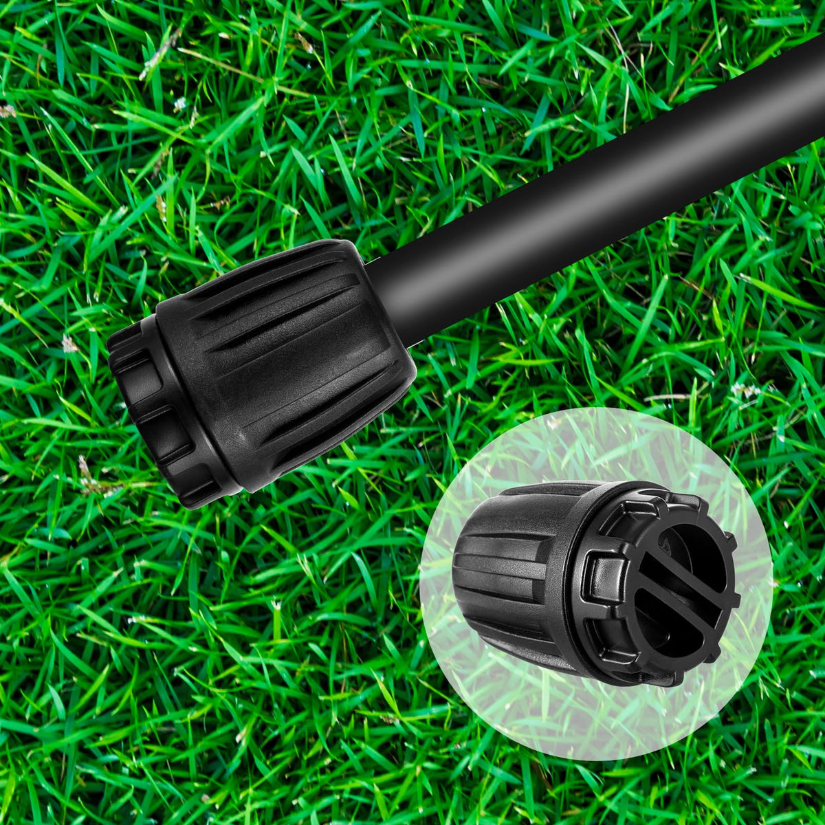 NRWRTY easy-install end plug shown for garden irrigation setup