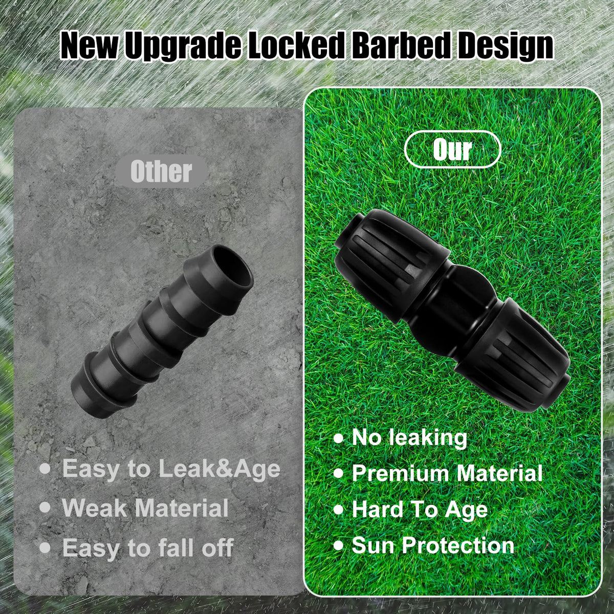 NRWRTY quick-connect drip fittings simplify setup without tools.
