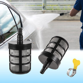 NRWRTY hose filter in use with garden sprayer and small pump