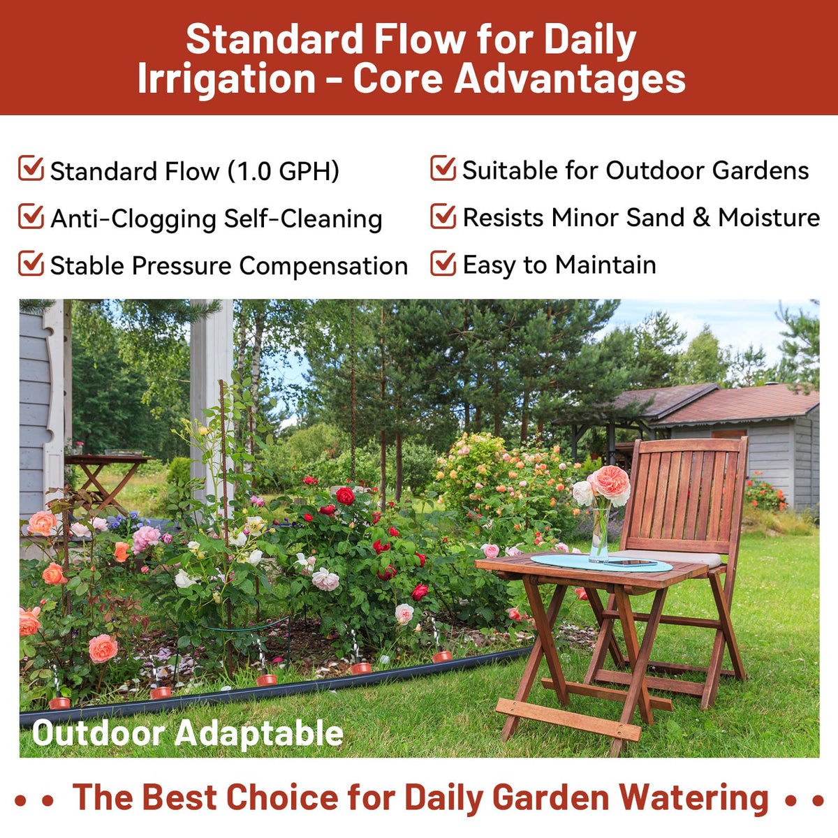 NRWRTY vegetable garden irrigation emitter supports healthy plant hydration