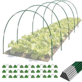 Nsitehalo 25-piece garden hoops setup for raised beds supports row covers effectively.