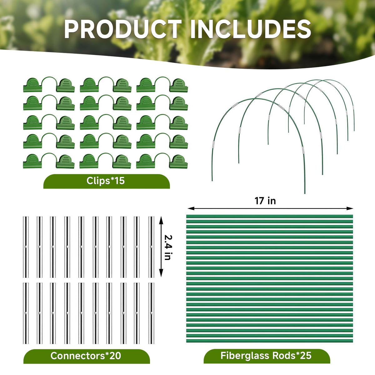 Nsitehalo rust-free fiberglass poles offer durable, flexible greenhouse framing.