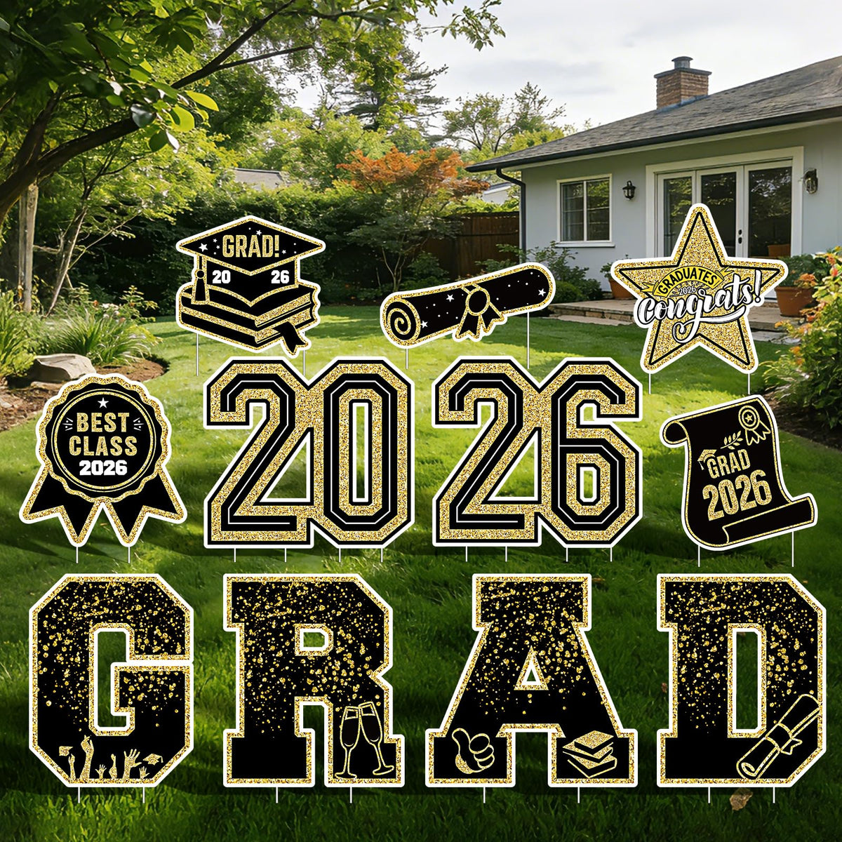 Nsoyos graduation 2026 sign serves as a bold outdoor centerpiece for yard celebrations.