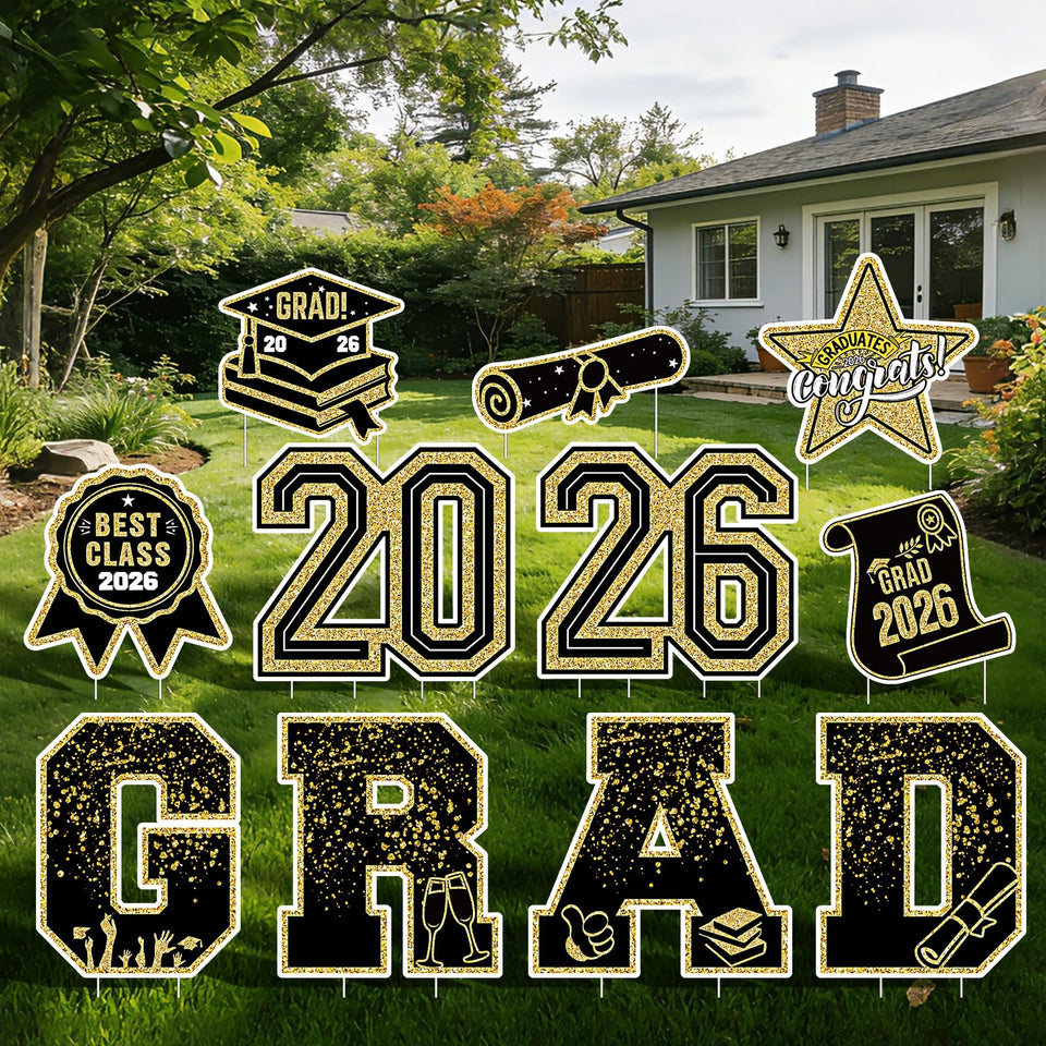 Nsoyos graduation 2026 sign serves as a bold outdoor centerpiece for yard celebrations.