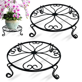 NSYOOMH 12in black metal plant stand side view for stable indoor display