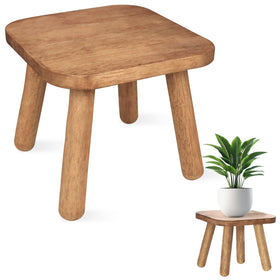 NtrlQidu solid wooden stool front view, compact and sturdy.