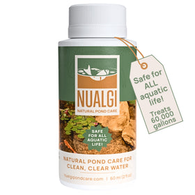 Nualgi Pond Care crystal water improves clarity for koi ponds and aquatic life.