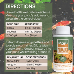 Nualgi Pond Care pro tip suggests pairing with other products for natural clarity.