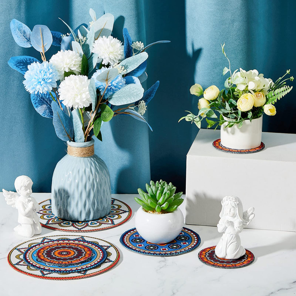 Nuanchu plant pot mat absorbent surface catches drips from pots.