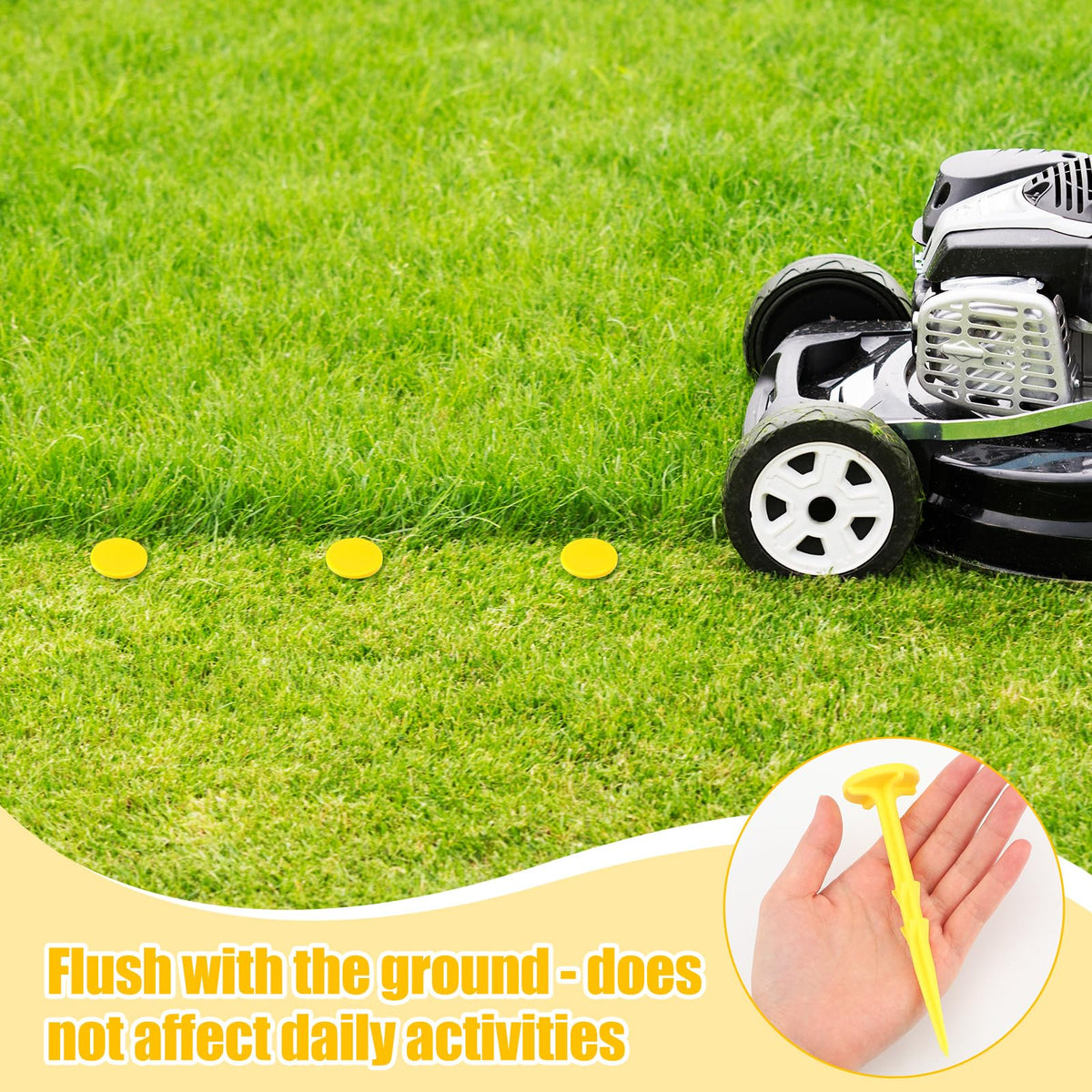Nuanchu flush-ground safety stake sits level with soil to reduce tripping hazards