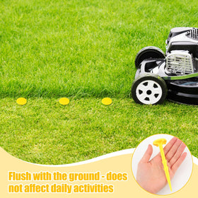 Nuanchu flush-ground safety stake sits level with soil to reduce tripping hazards