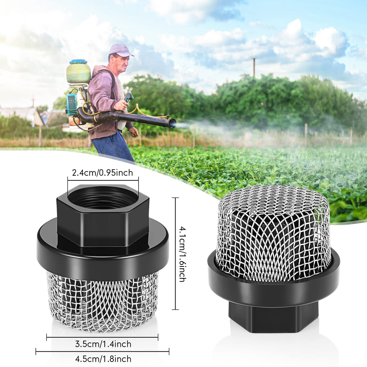 Nuanchu garden screen strainer shown with a hose connection