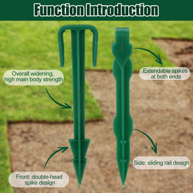 Nuanchu green stake placed in soil, blending with grass.